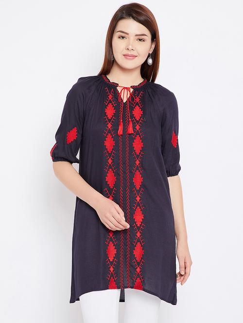 embroidered high low tunic - 15575941 - Very Small Image - 1