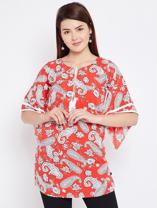 kimono sleeved tie up neck tunic - 15575942 - Very Small Image - 1