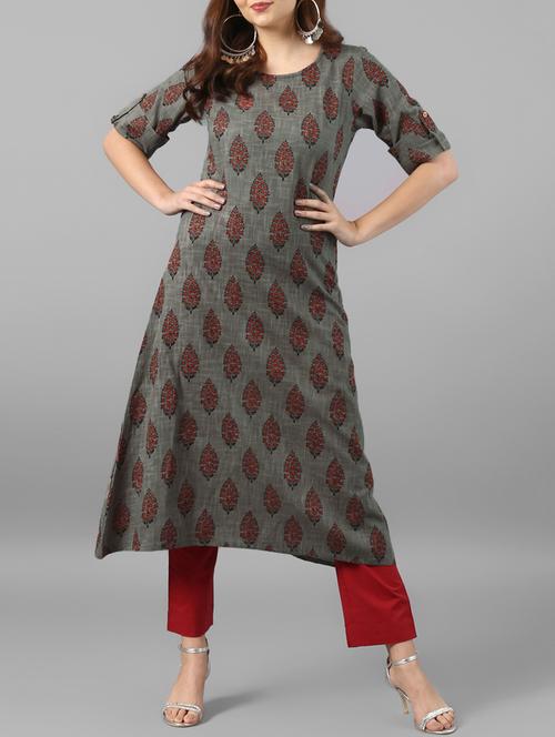 floral print a-line kurta - 15576298 - Very Small Image - 1