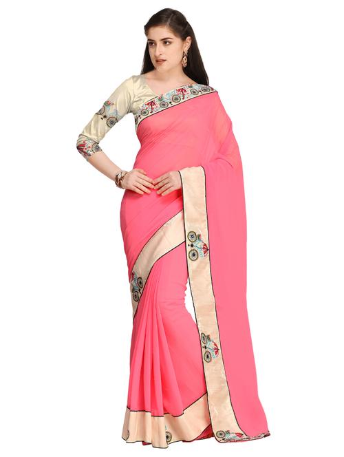 conversational embroidered border saree - 15576360 - Very Small Image - 1