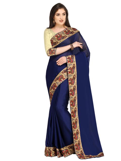 conversational embroidered border saree with blouse - 15576367 - Very Small Image - 1