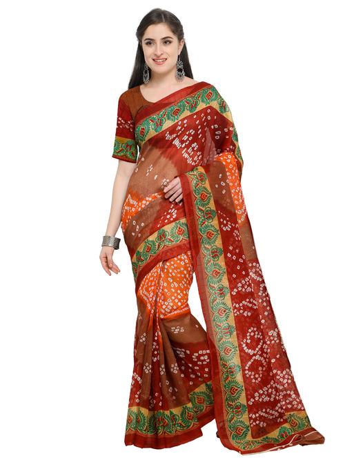 contrast shades bandhani saree - 15576391 - Very Small Image - 1