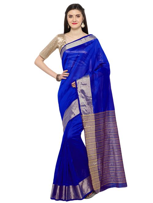 zari border woven saree with blouse - 15576395 - Very Small Image - 1