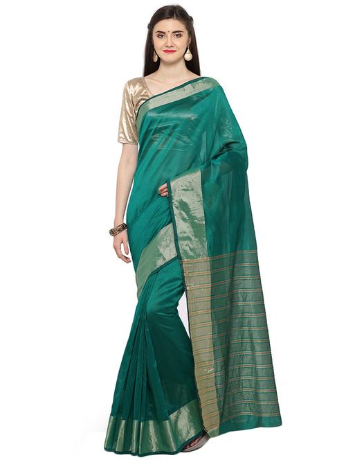 zari border woven saree with blouse - 15576397 - Very Small Image - 1