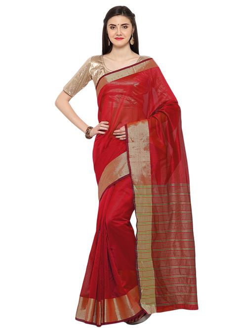 zari border woven saree with blouse - 15576399 - Very Small Image - 1