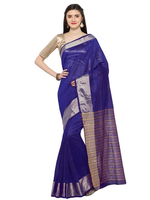 zari border woven saree with blouse - 15576400 - Very Small Image - 1