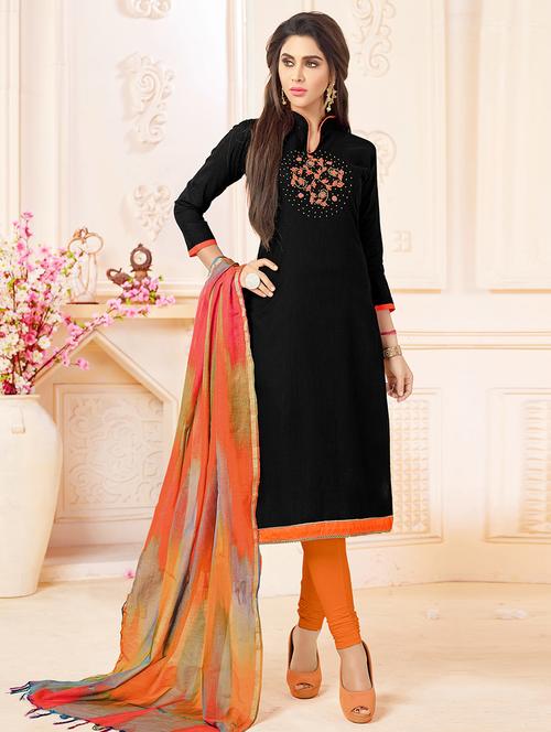 embellished unstitched churidaar suit - 15576445 - Very Small Image - 1