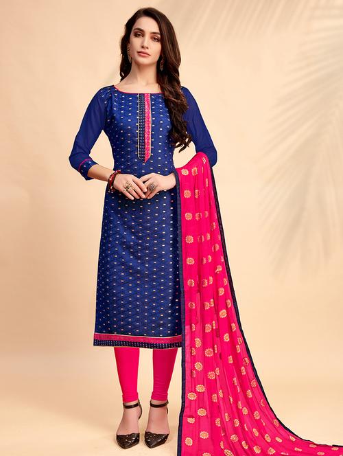 embroidered unstitched churidaar suit - 15576475 - Very Small Image - 1