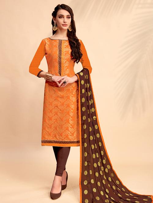 zari weave unstitched churidaar suit - 15576479 - Very Small Image - 1