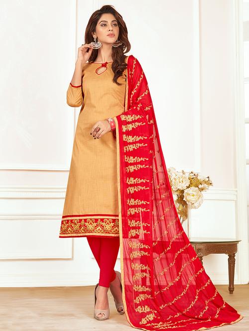 embroidered unstitched churidaar suit - 15576487 - Very Small Image - 1