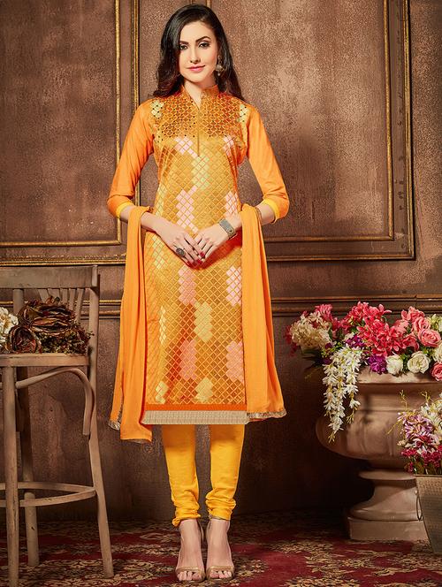 embroidered unstitched churidaar suit - 15576495 - Very Small Image - 1