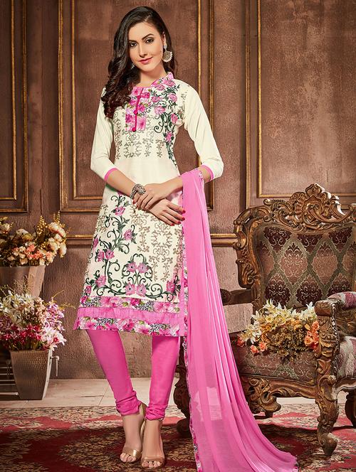embroidered unstitched churidaar suit - 15576496 - Very Small Image - 1