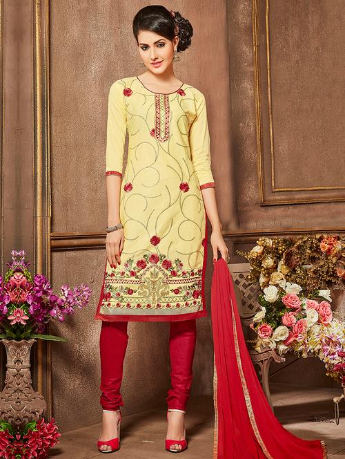 embroidered unstitched churidaar suit - 15576501 - Very Small Image - 1