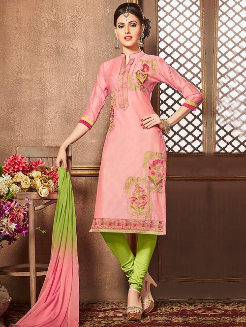 embroidered unstitched churidaar suit - 15576506 - Very Small Image - 1
