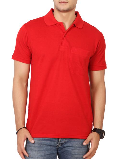 red cotton pocket t-shirt - 15576698 - Very Small Image - 1