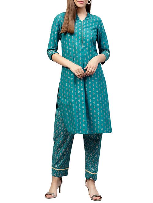 foil printed kurta with palazzo set - 15576730 - Very Small Image - 1