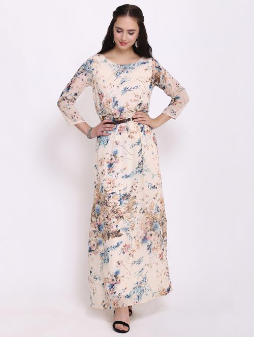 floral belted maxi dress - 15577224 - Very Small Image - 1