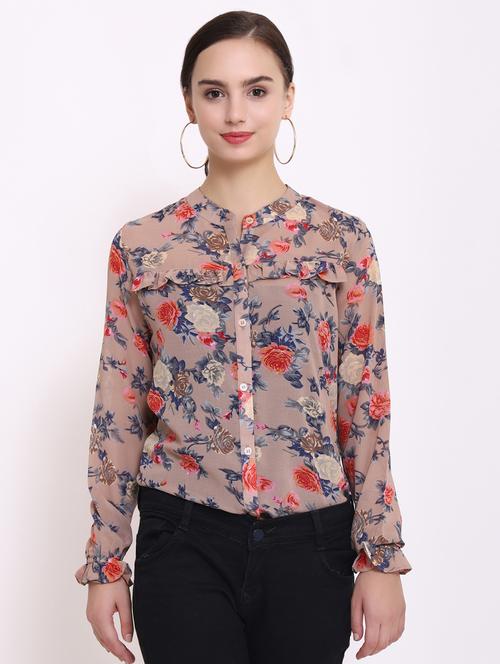 frill detail floral shirt - 15577230 - Very Small Image - 1