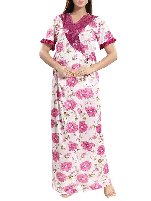 lace detail floral frilled sleepwear robe - 15577505 - Very Small Image - 1
