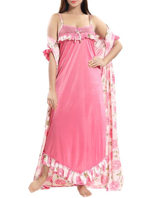 pink printed sleepwear robe set - 15577654 - Very Small Image - 1