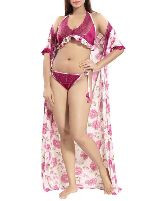 floral sleeprobe bra and panty set - 15577655 - Very Small Image - 1