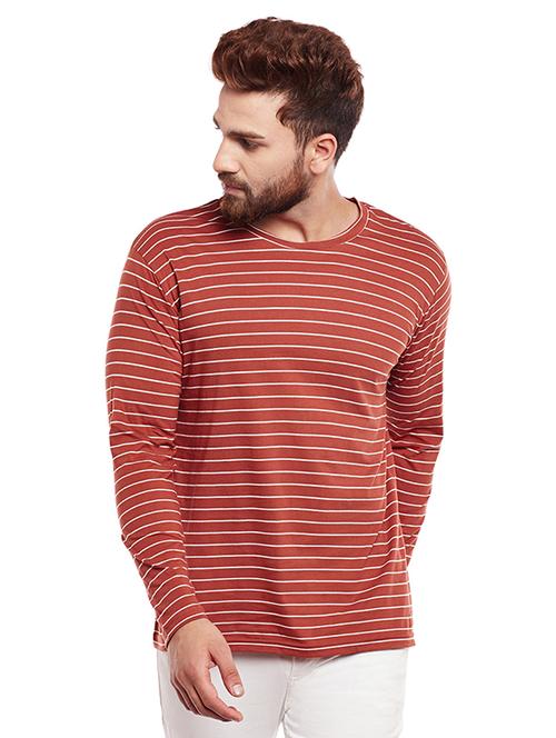 orange cotton striped t-shirt - 15578005 - Very Small Image - 1