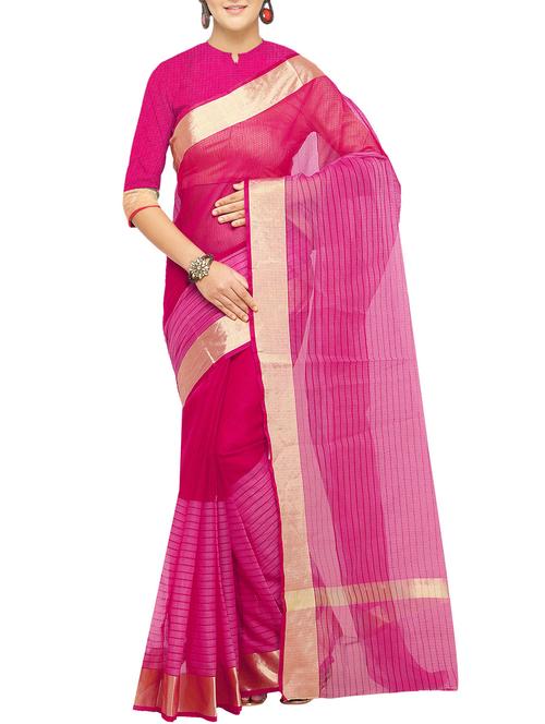 zari bordered kota doria saree with blouse - 15578250 - Very Small Image - 1