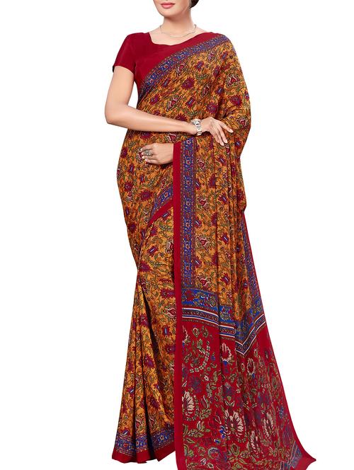 contrast bordered printed saree - 15578433 - Very Small Image - 1