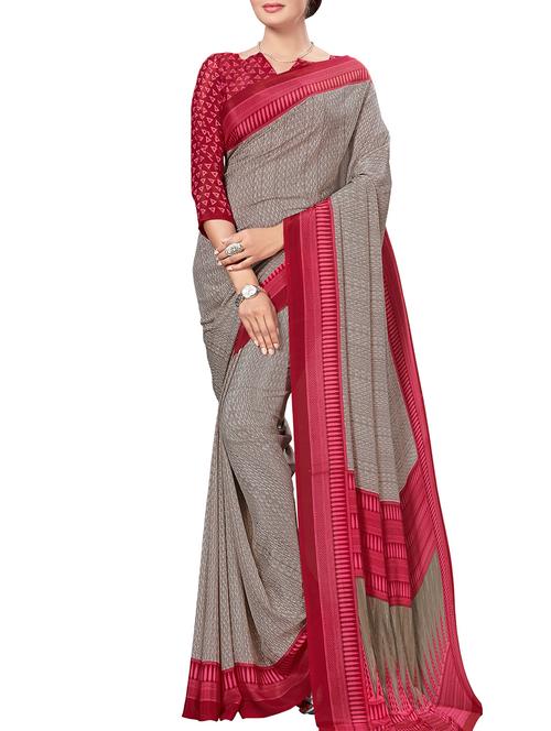 contrast bordered printed saree - 15578434 - Very Small Image - 1