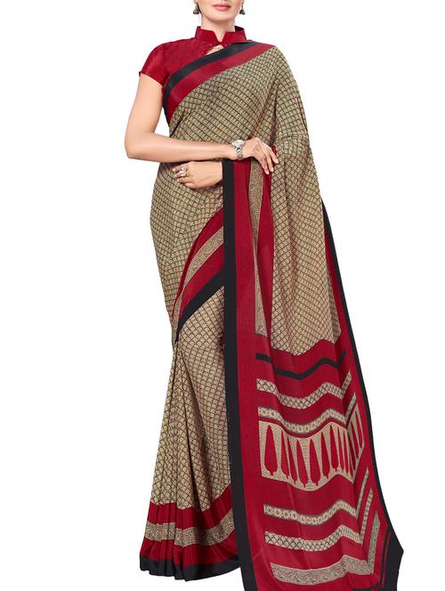 contrast bordered printed saree - 15578448 - Very Small Image - 1
