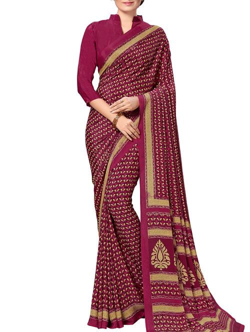 contrast bordered printed saree - 15578451 - Very Small Image - 1