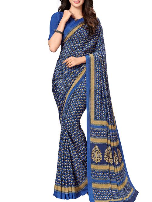contrast bordered printed saree - 15578452 - Very Small Image - 1