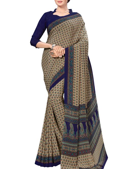 contrast bordered printed saree - 15578453 - Very Small Image - 1