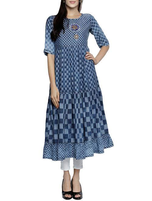 tiered checkered kurta - 15578465 - Very Small Image - 1