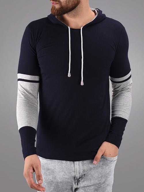 dark blue cotton color block t-shirt - 15578544 - Very Small Image - 1