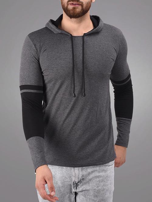 grey cotton color block t-shirt - 15578545 - Very Small Image - 1