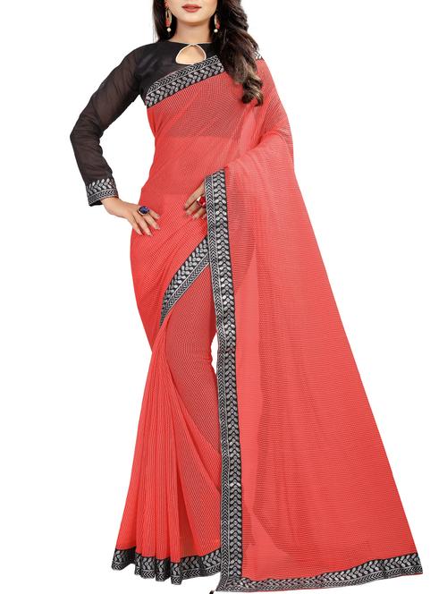 jacquard lace border saree with blouse - 15578668 - Very Small Image - 1