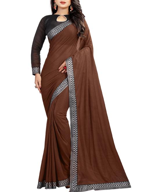 jacquard lace border saree with blouse - 15578669 - Very Small Image - 1