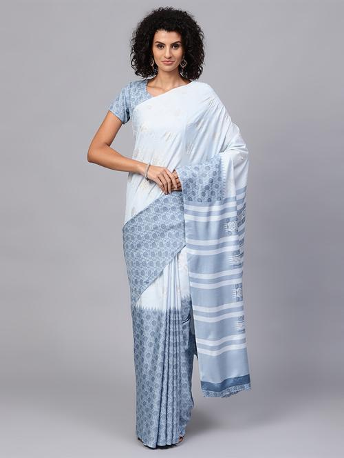 floral foil printed saree with blouse - 15579956 - Very Small Image - 1