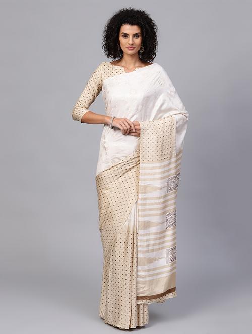 polka dots foil printed saree with blouse - 15579962 - Very Small Image - 1