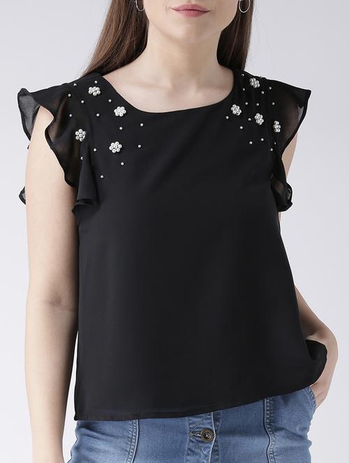embellished ruffle detail top - 15580068 - Very Small Image - 1