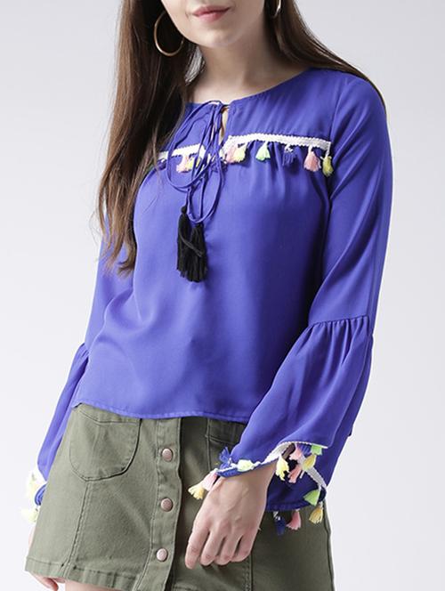 tassel detail bell sleeved top - 15580091 - Very Small Image - 1