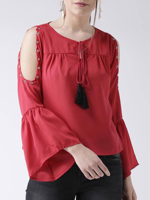 eye lid detail cold shoulder top - 15580095 - Very Small Image - 1
