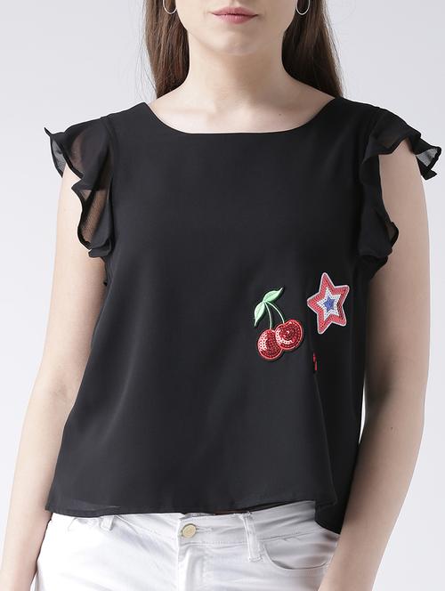 quirky patch ruffle sleeved top - 15580101 - Very Small Image - 1