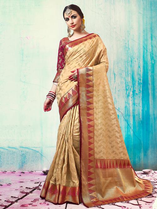 zari woven saree with blouse - 15580721 - Very Small Image - 1