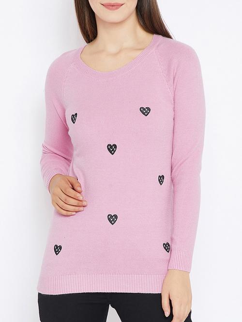 heart embroidered woolen top - 15581446 - Very Small Image - 1