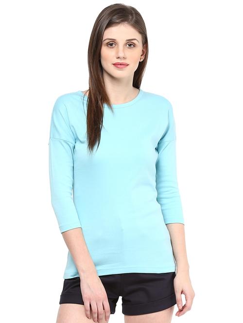 drop shoulder round neck top - 15581556 - Very Small Image - 1