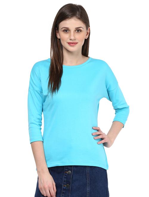 drop shoulder round neck top - 15581559 - Very Small Image - 1