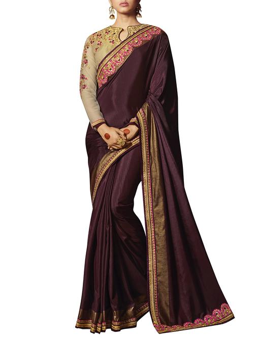 zari lace bordered saree with blouse - 15582225 - Very Small Image - 1