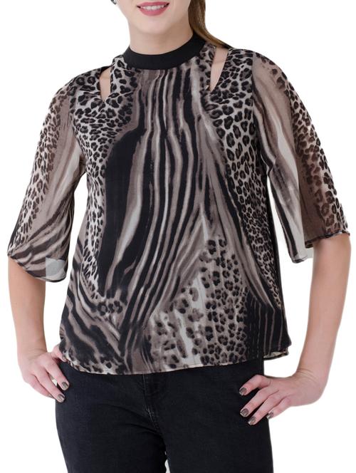 cut out detail animal printed top - 15582357 - Very Small Image - 1